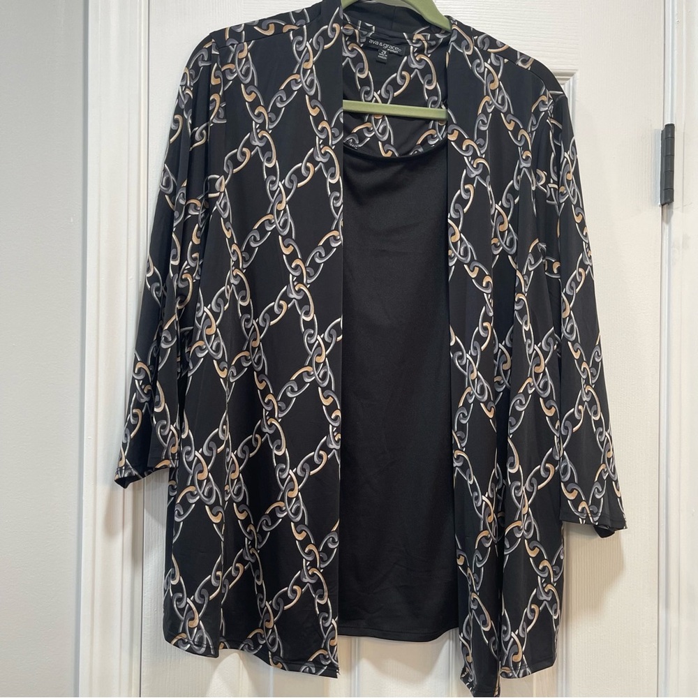 Ava & Grace Black and Gold Chain Cardigan